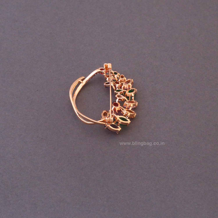 Multicolor Leaf Crown Brooch