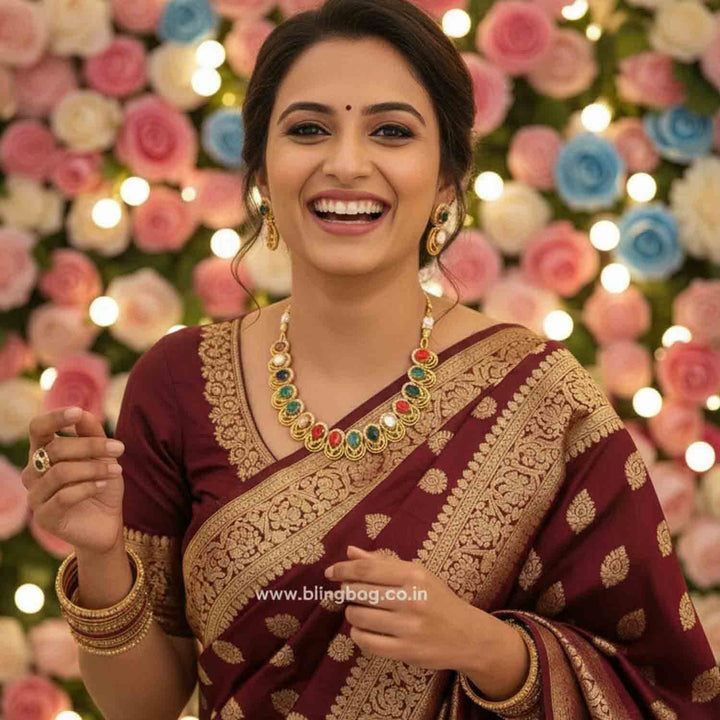 Multicolor Lila Antique Jewellery Set - New Arrival