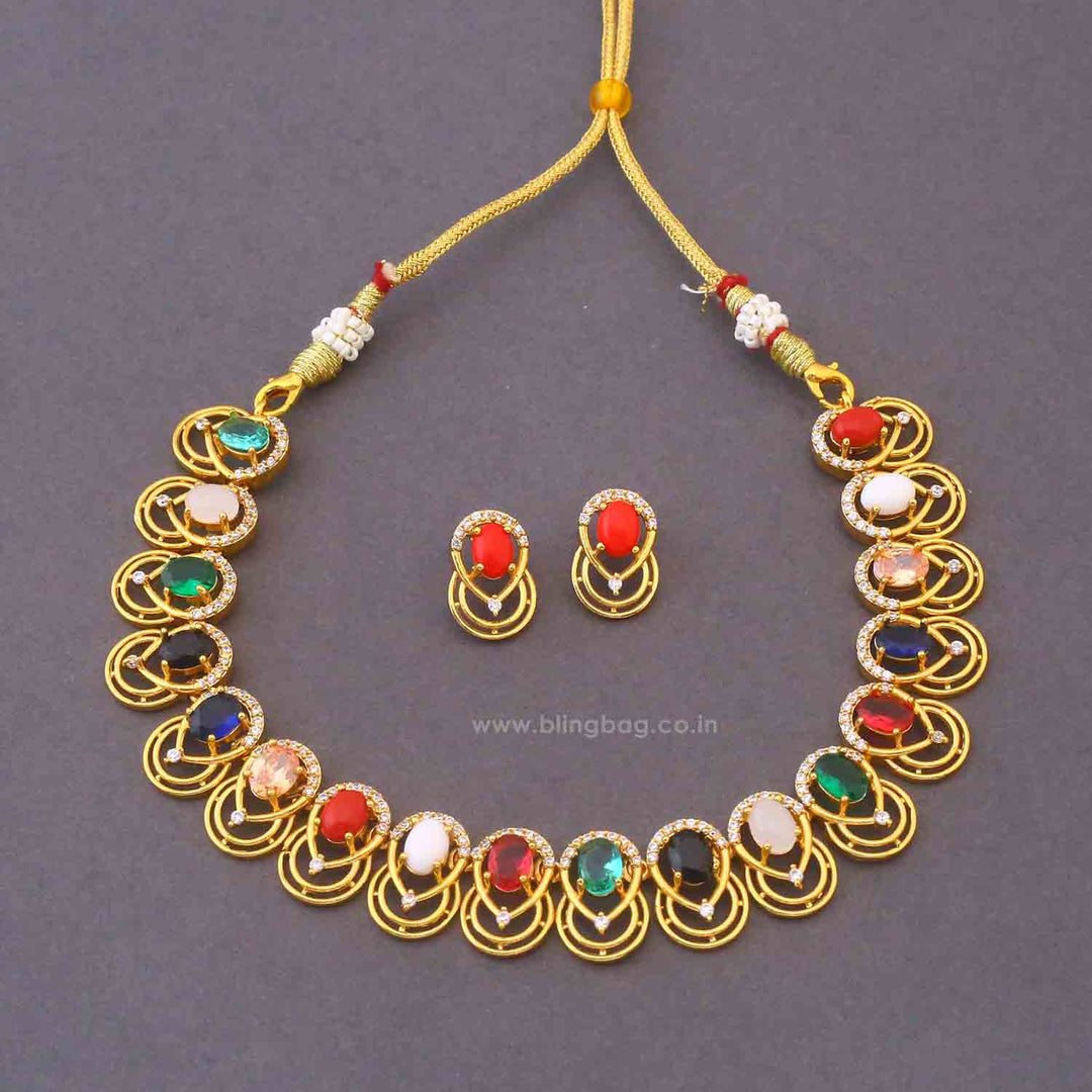 Multicolor Lila Antique Jewellery Set - New Arrival