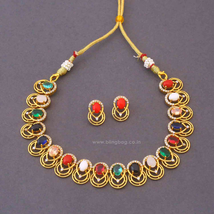 Multicolor Lila Antique Jewellery Set - New Arrival