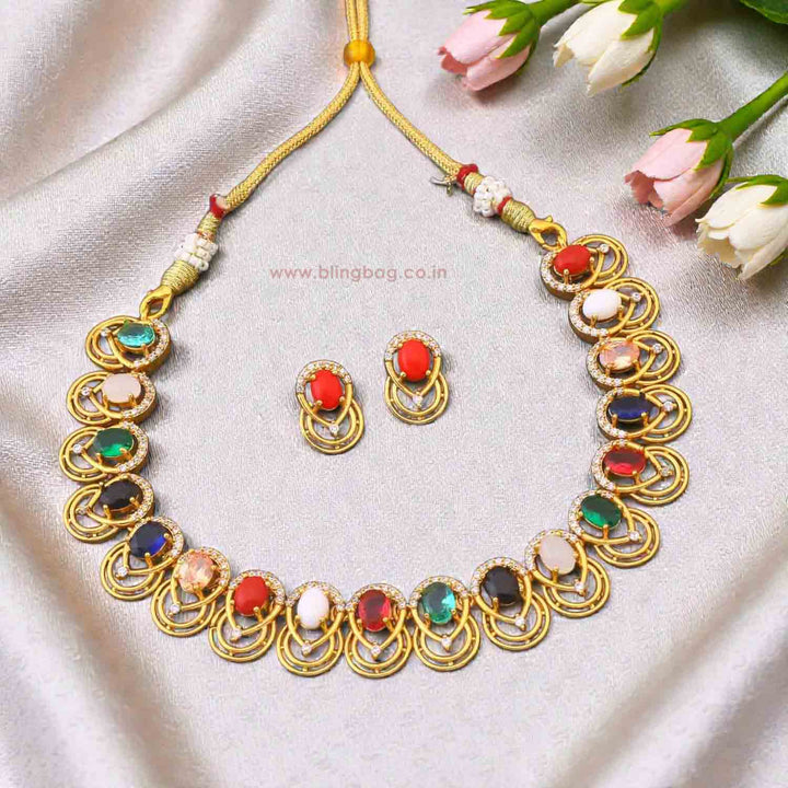 Multicolor Lila Antique Jewellery Set - New Arrival
