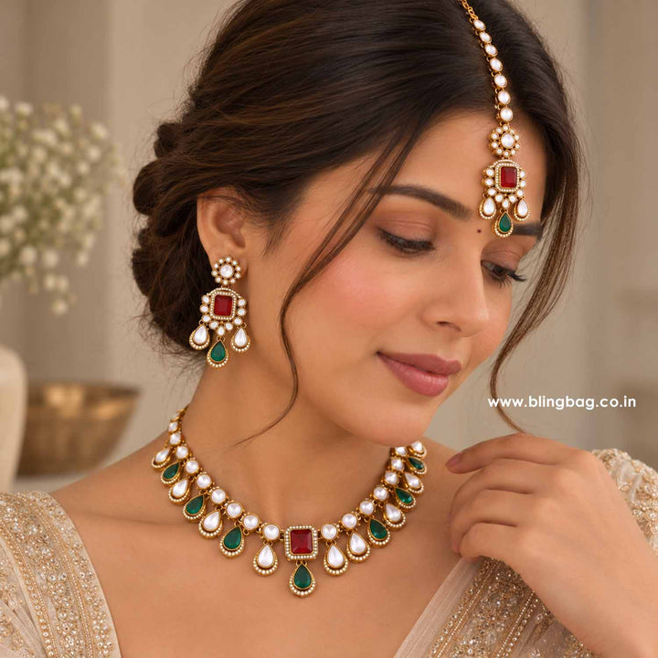 Multicolor Maahira Kundan Jewellery Set - New Arrival