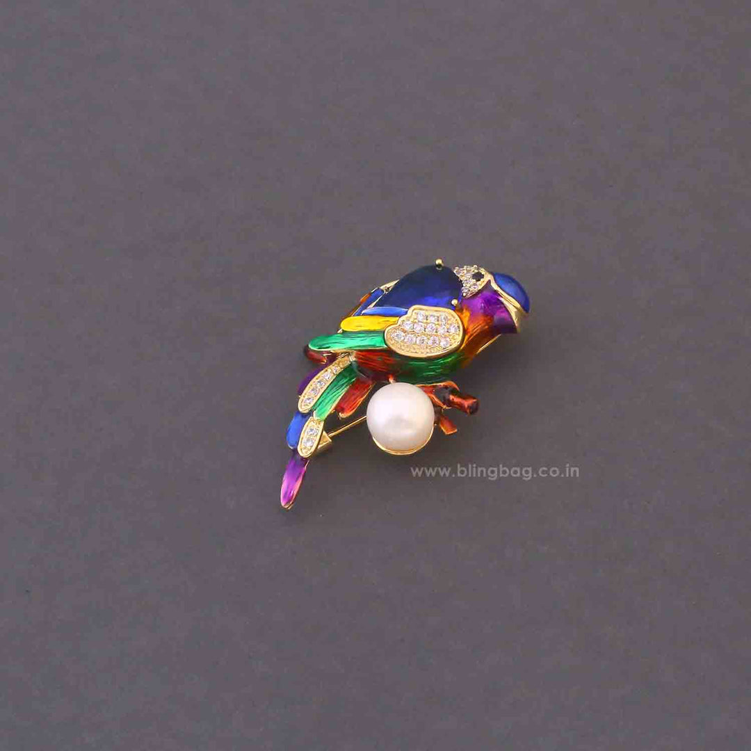 Multicolor Macaw Brooch