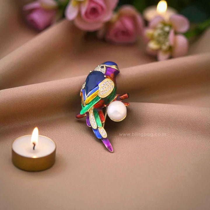 Multicolor Macaw Brooch
