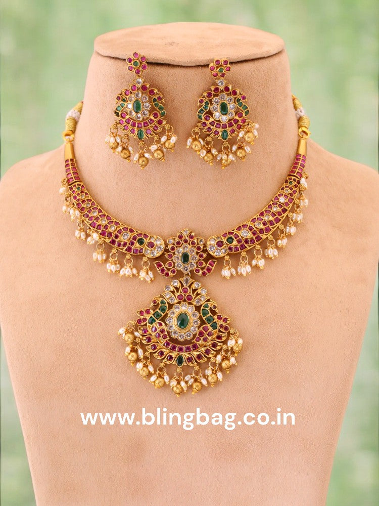Multicolor Madhava Antique Jewellery Set - New Arrival