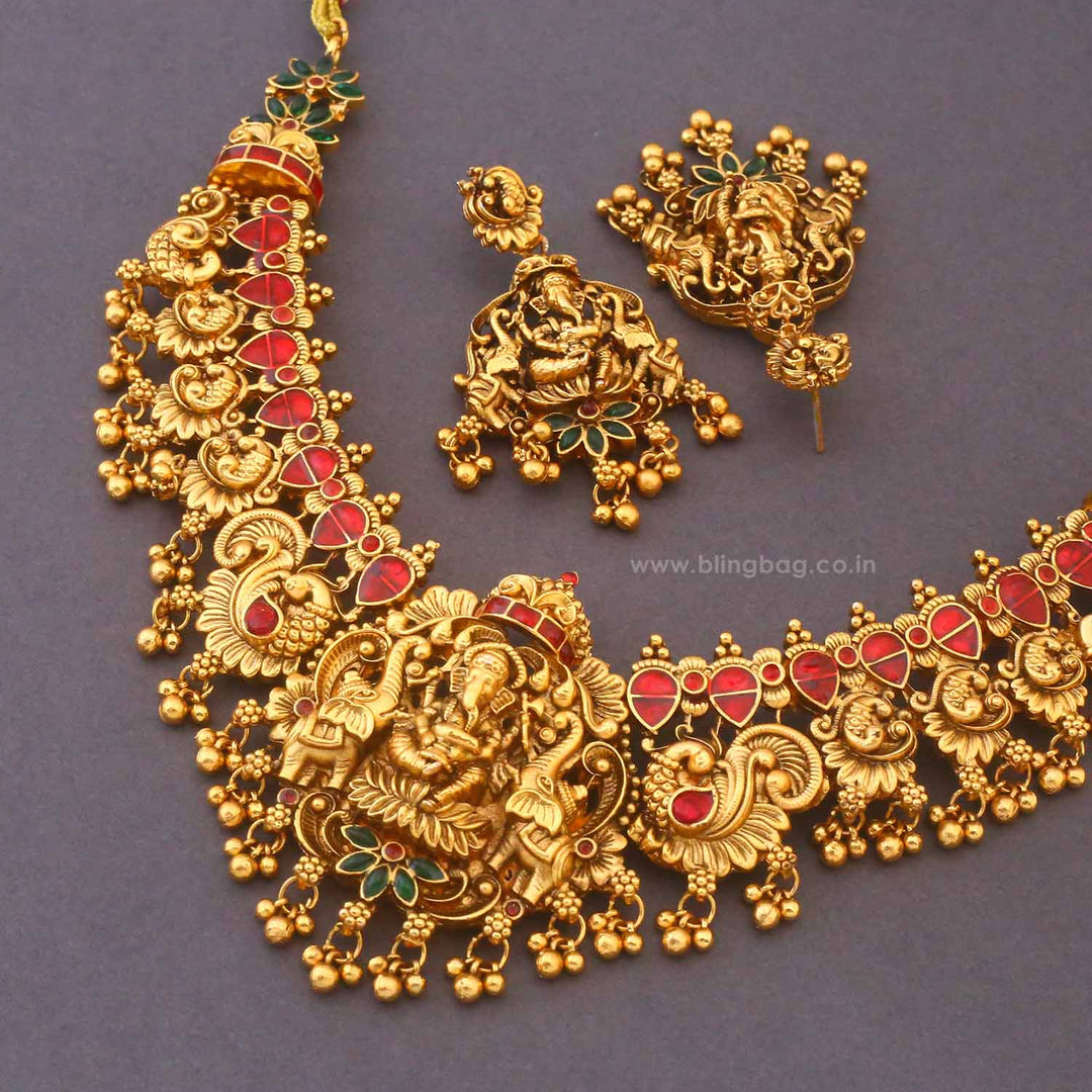 Multicolor Mahabala Temple Jewellery Set - New Arrival