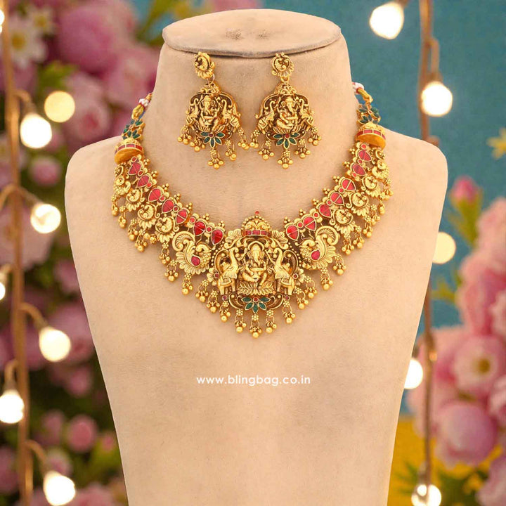 Multicolor Mahabala Temple Jewellery Set - New Arrival