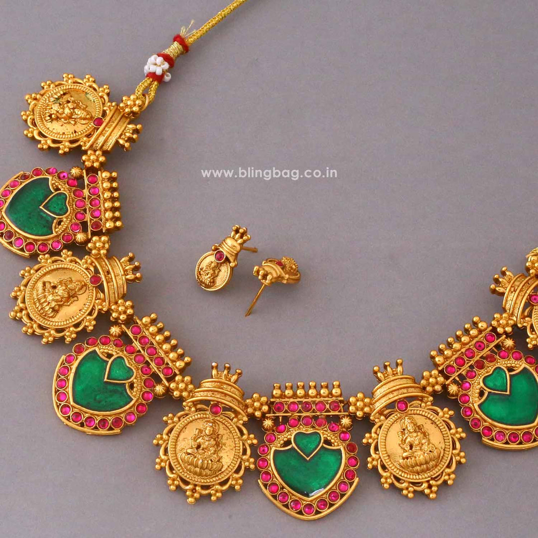Multicolor Mahakalii Temple Jewellery Set- New Arrival