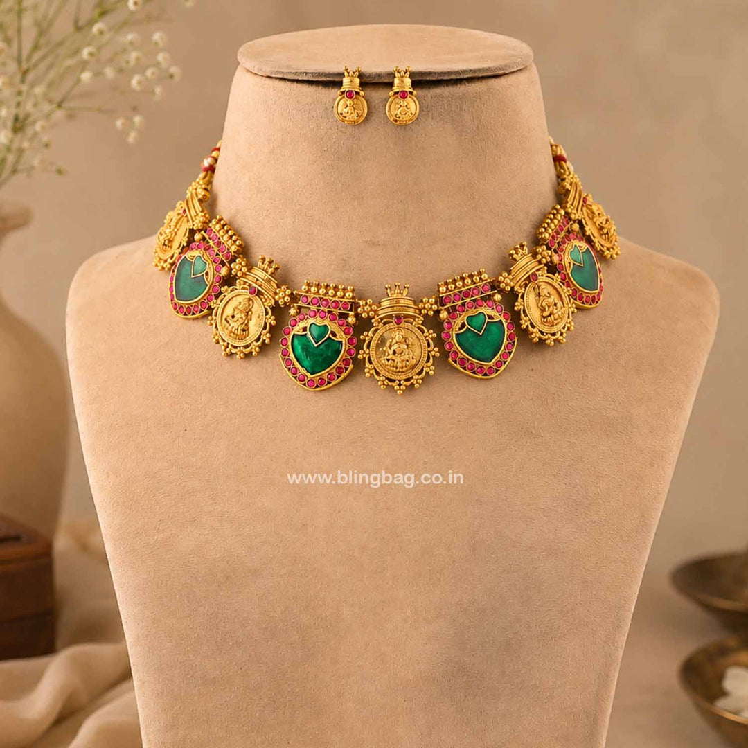 Multicolor Mahakalii Temple Jewellery Set- New Arrival