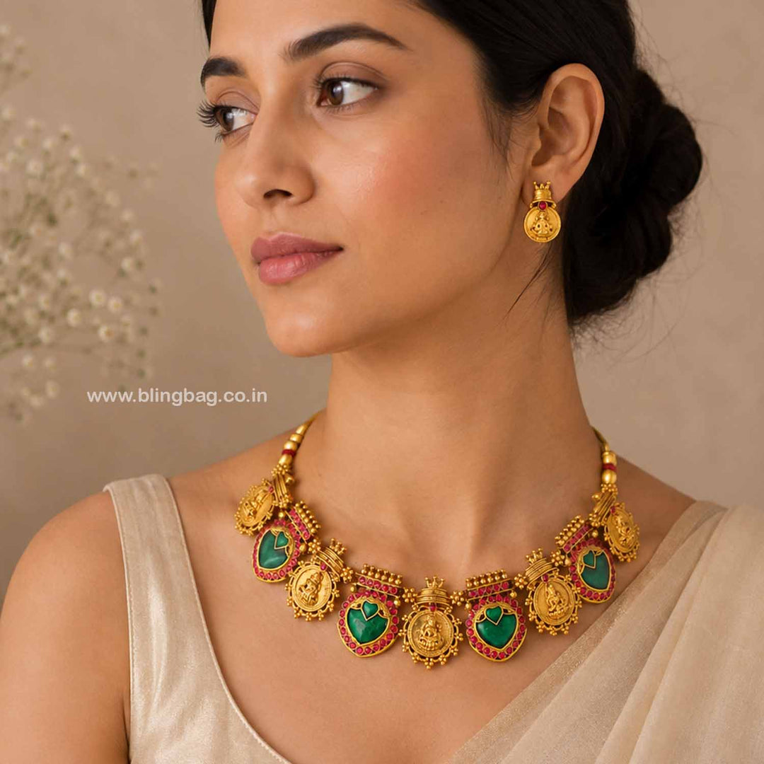 Multicolor Mahakalii Temple Jewellery Set- New Arrival