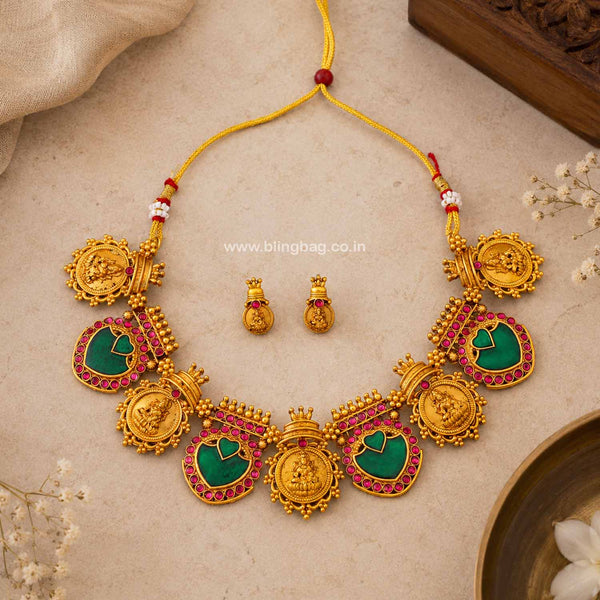 Multicolor Mahakalii Temple Jewellery Set- New Arrival