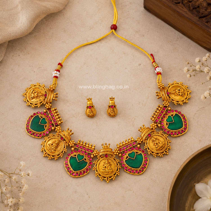 Multicolor Mahakalii Temple Jewellery Set- New Arrival