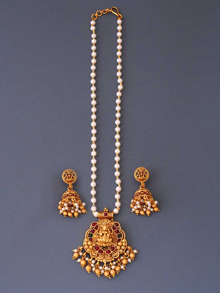 Multicolor Mahasaraswati Temple Pendant Set - New Arrival