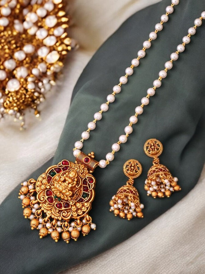 Multicolor Mahasaraswati Temple Pendant Set - New Arrival