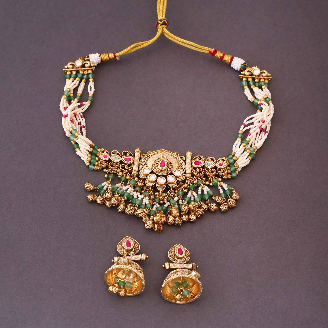 Multicolor Mahathi Antique Rajwadi Set