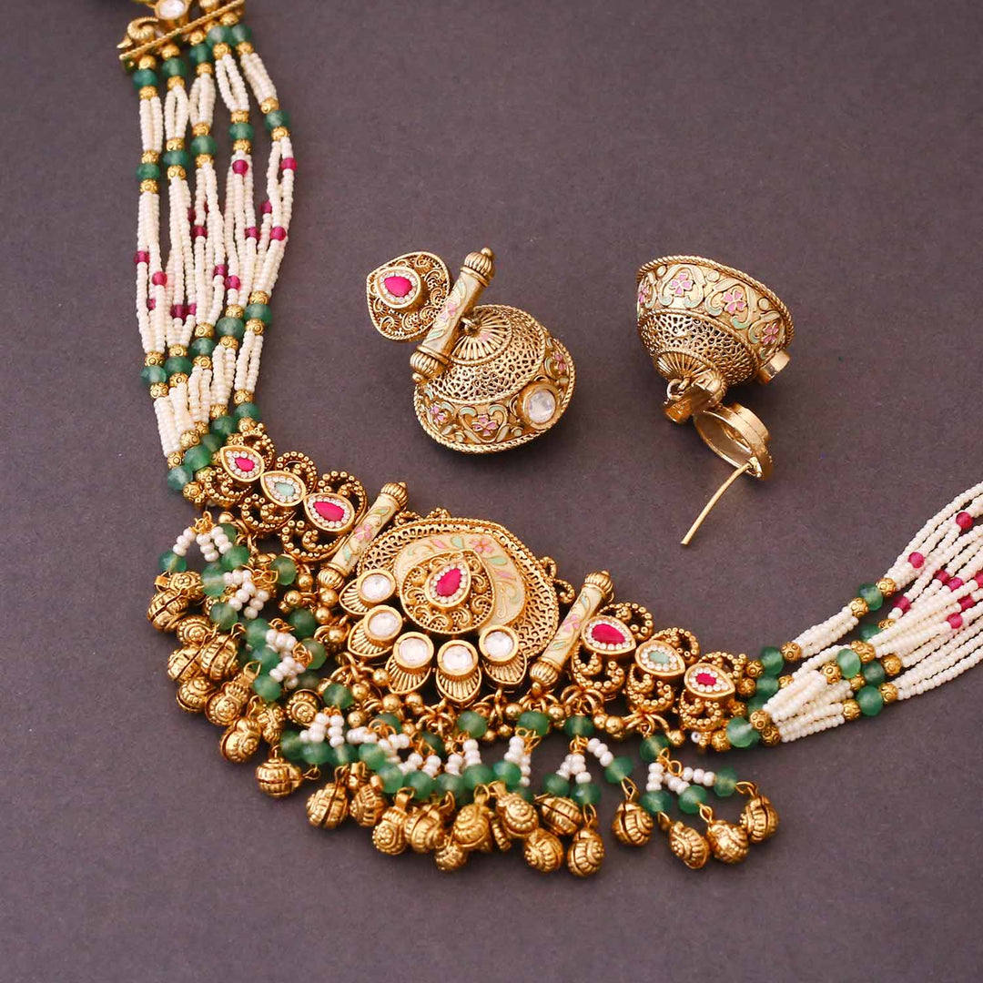 Multicolor Mahathi Antique Rajwadi Set