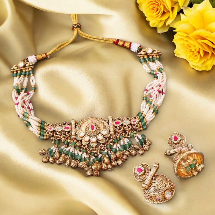 Multicolor Mahathi Antique Rajwadi Set