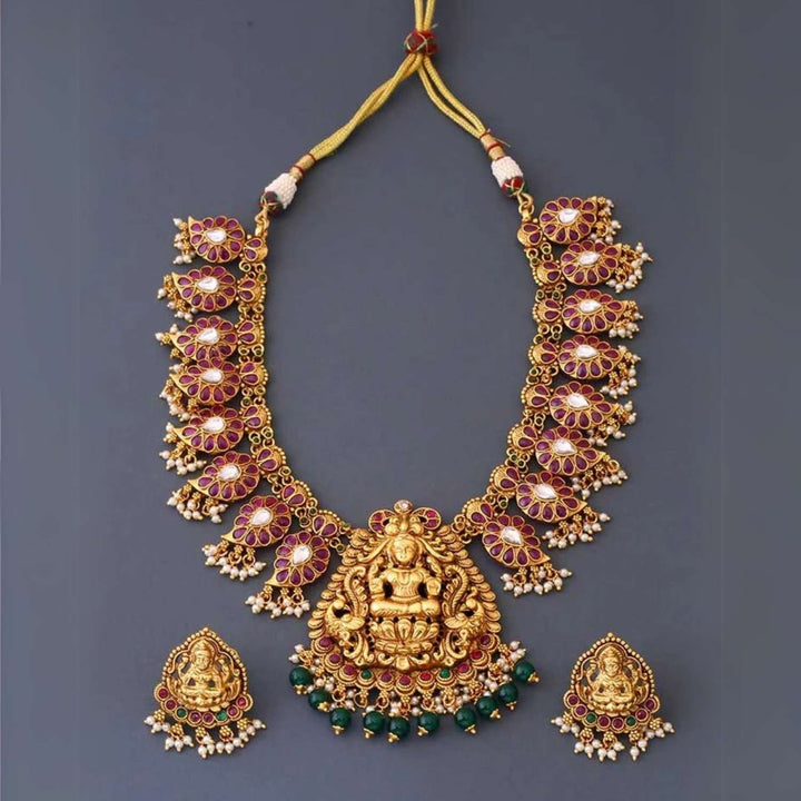Multicolor Maheswari Temple Jewellery Set - New Arrival