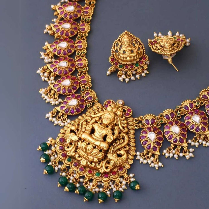 Multicolor Maheswari Temple Jewellery Set - New Arrival