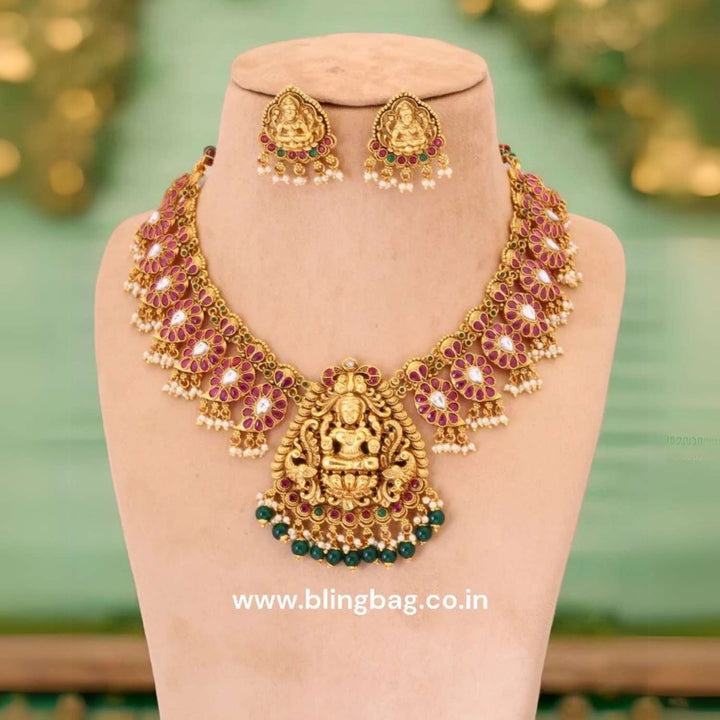 Multicolor Maheswari Temple Jewellery Set - New Arrival