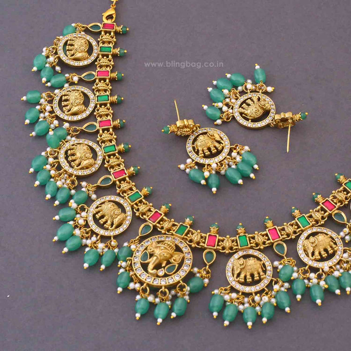 Multicolor Mahodara Temple Jewellery Set - New Arrival