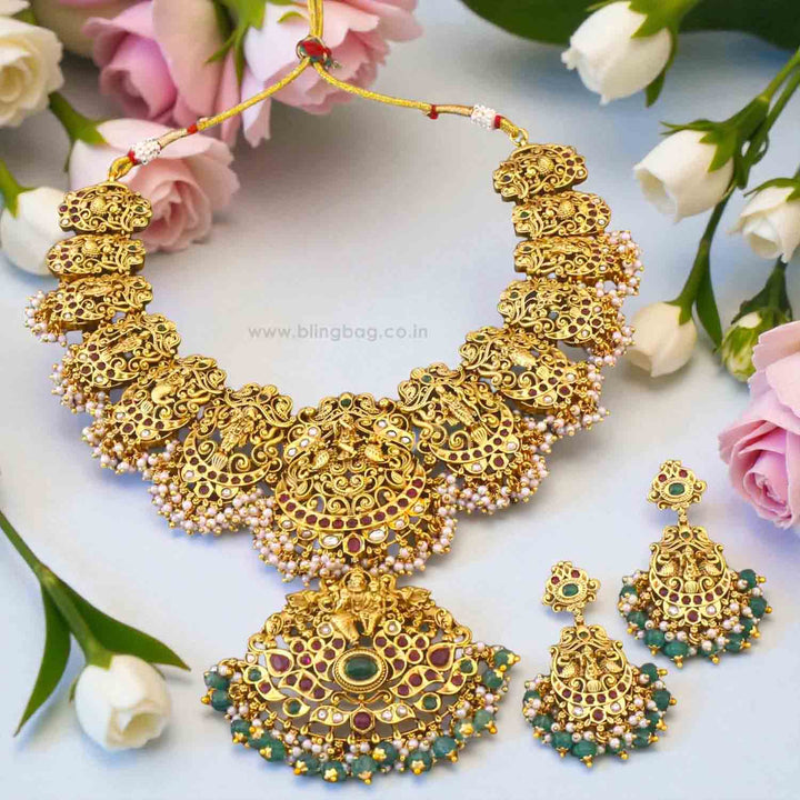 Multicolor Manasashree Temple Jewellery Set - New Arrival