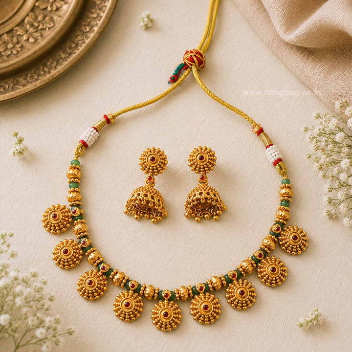 Multicolor Manjiri Antique Jewellery Set- New Arrival