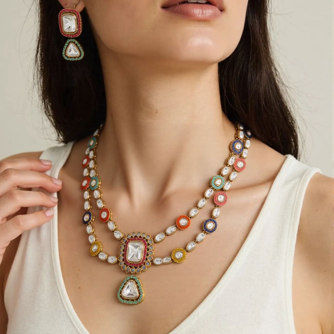 Multicolor Manvya Kundan Jewellery Set