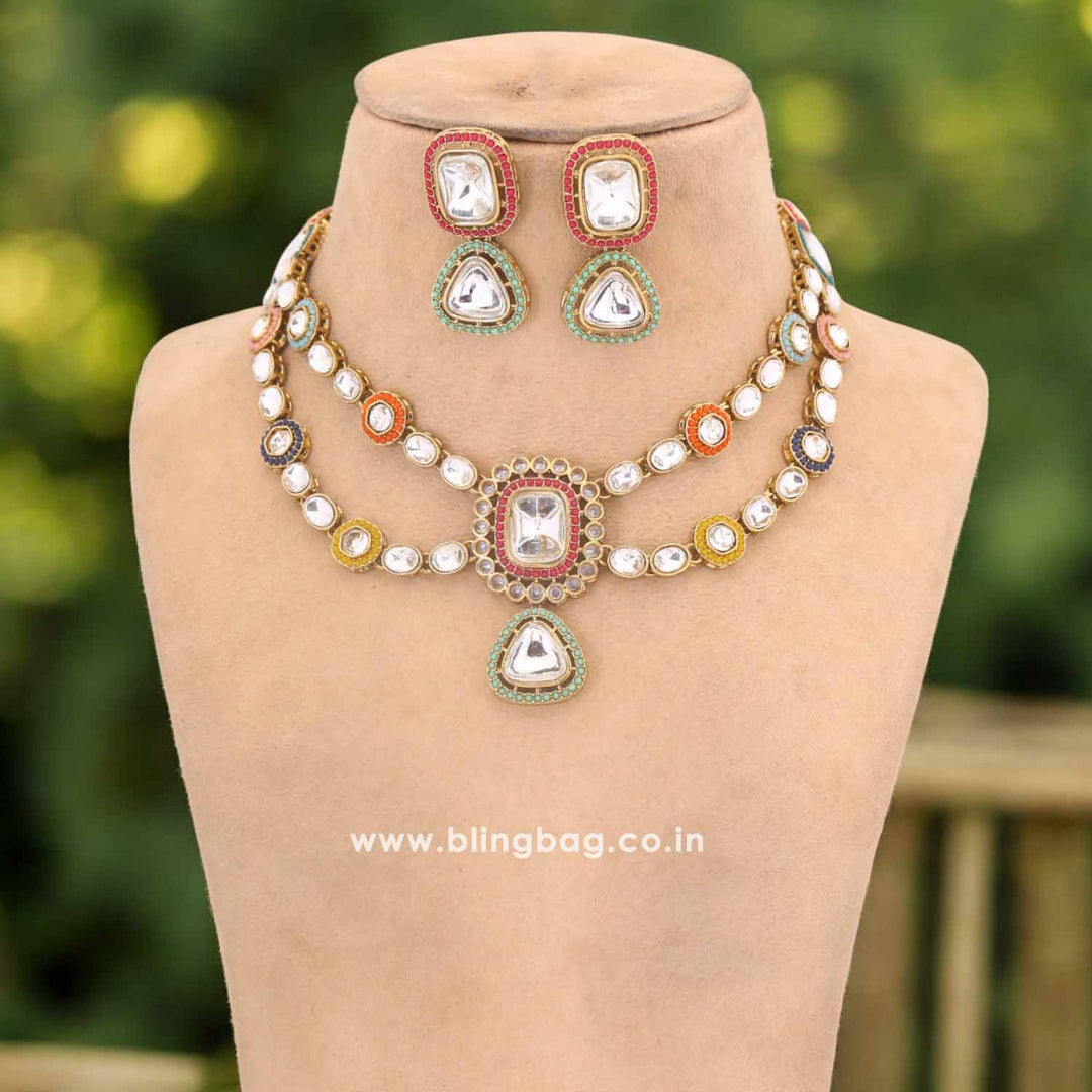 Multicolor Manvya Kundan Jewellery Set