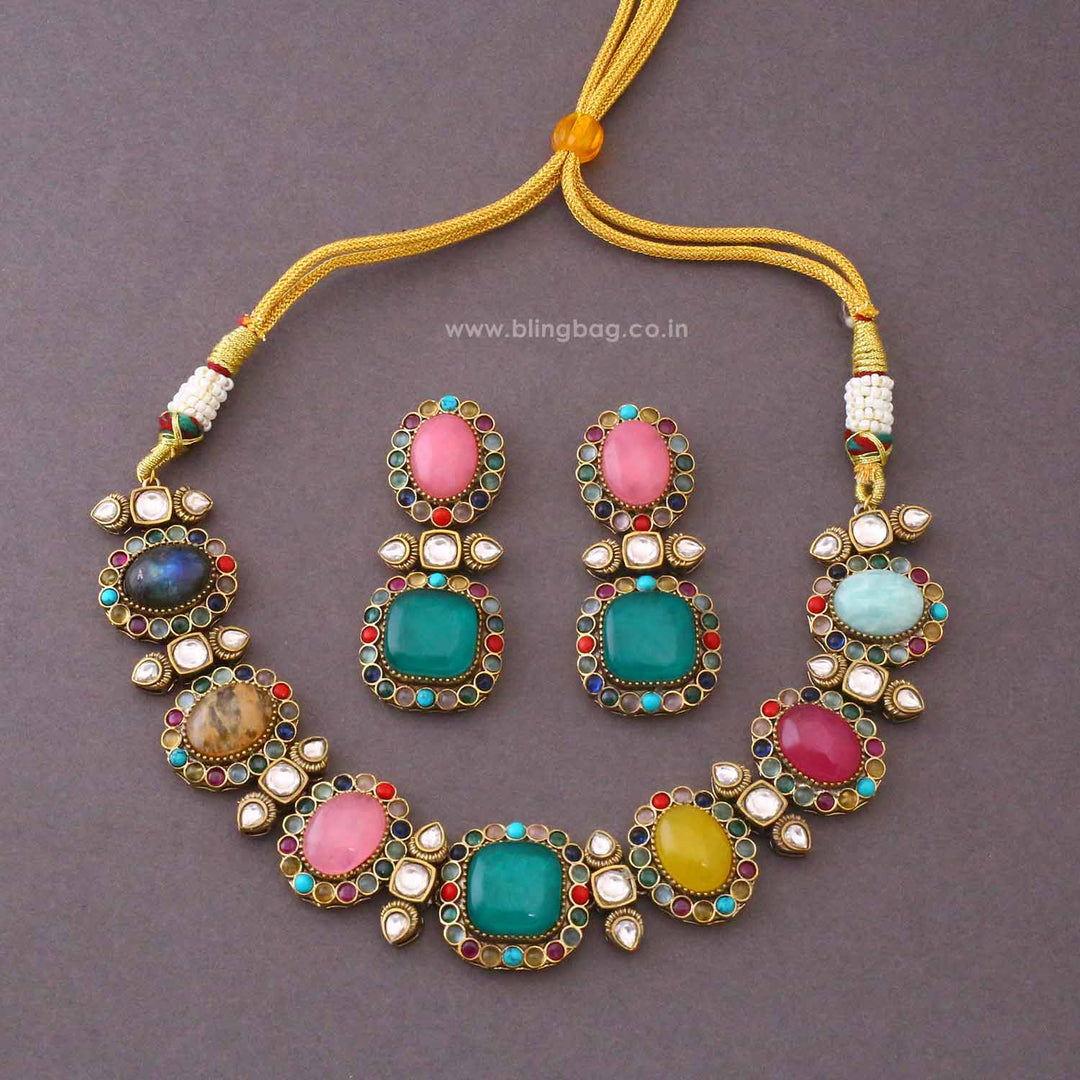 Multicolor Marian Victorian Jewellery Set - New Arrival