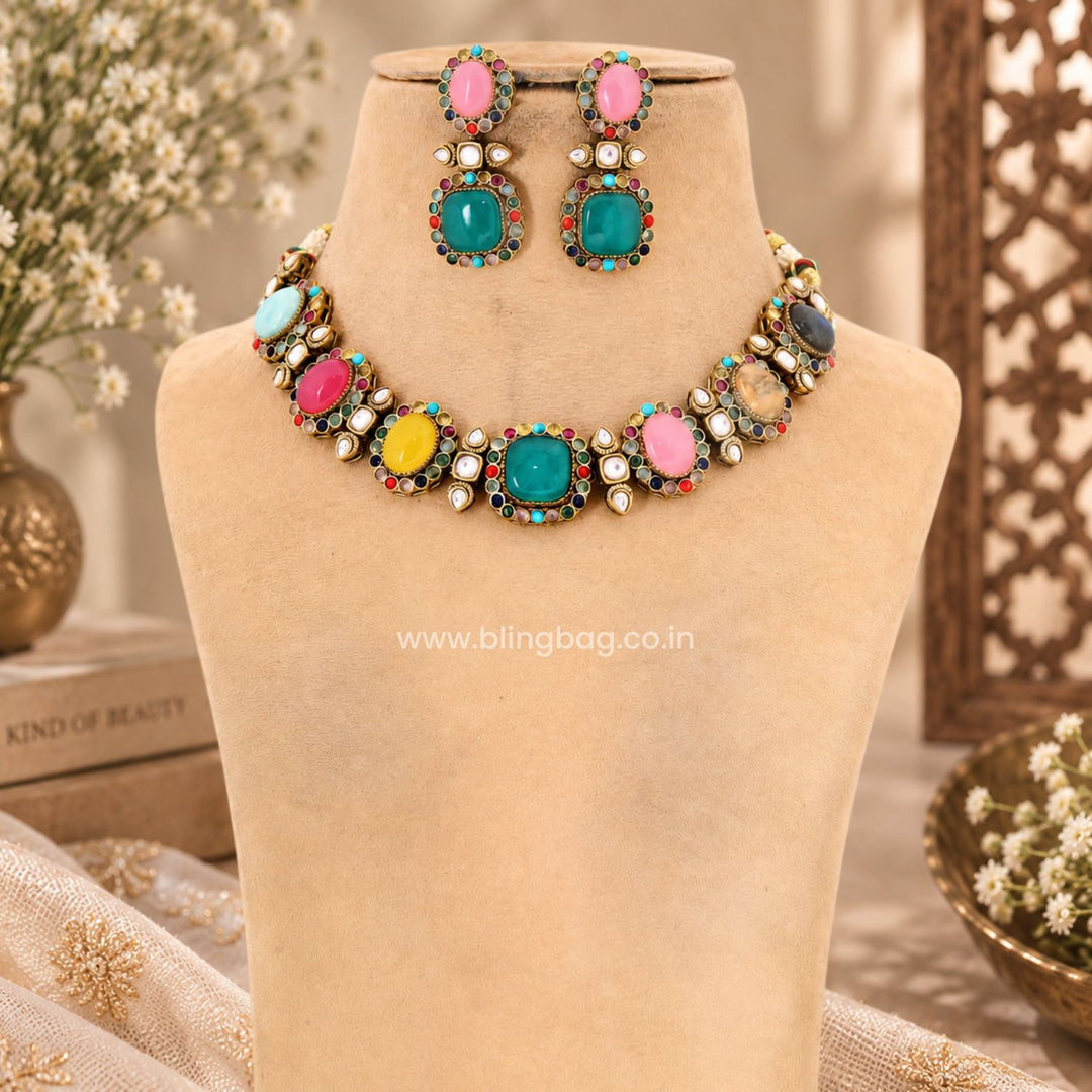 Multicolor Marian Victorian Jewellery Set - New Arrival