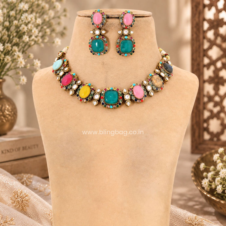 Multicolor Marian Victorian Jewellery Set - New Arrival