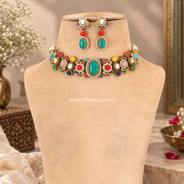 Multicolor Maya Victorian Jewellery Set - New Arrival