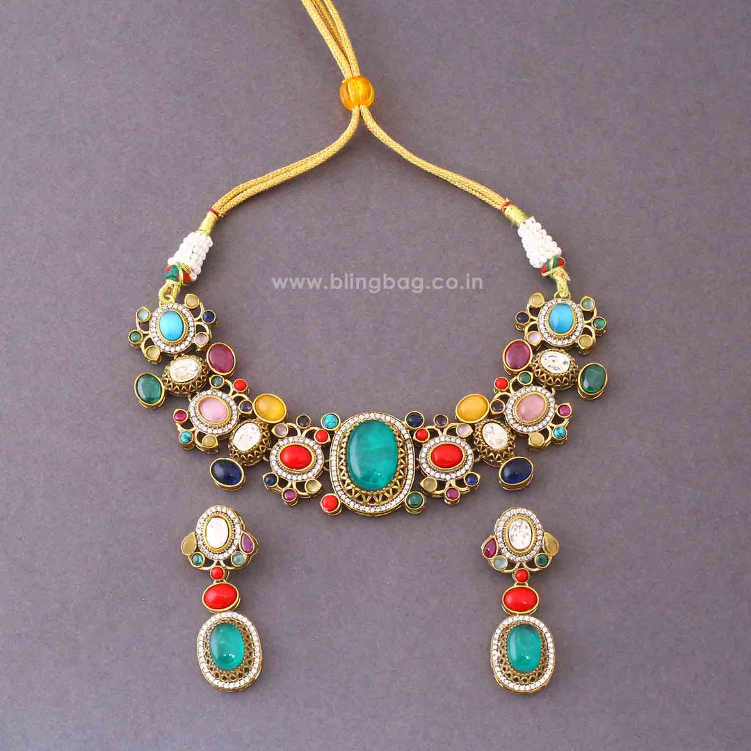 Multicolor Maya Victorian Jewellery Set - New Arrival