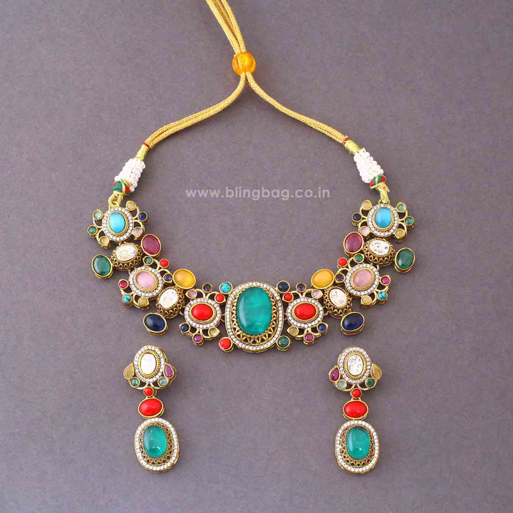 Multicolor Maya Victorian Jewellery Set - New Arrival