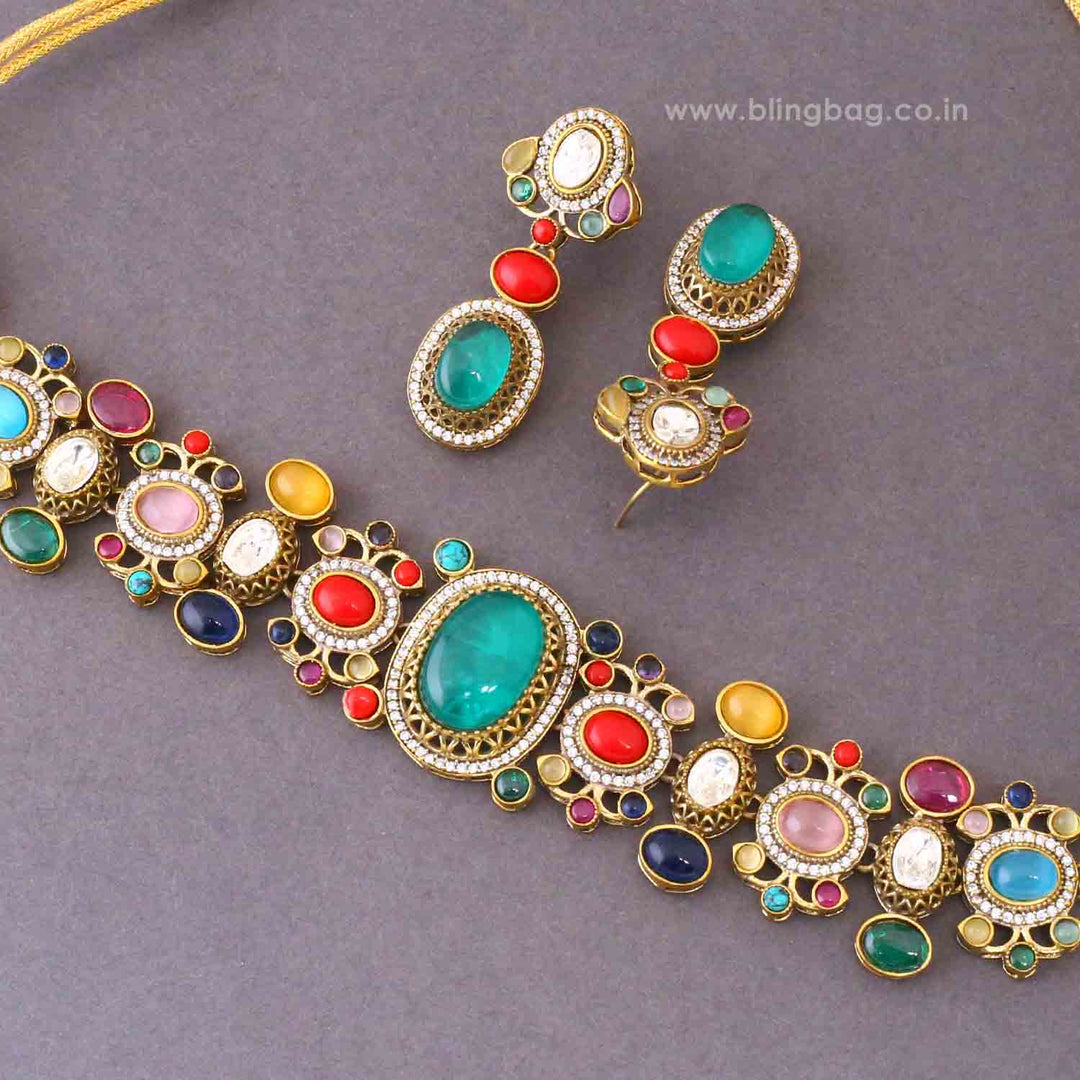 Multicolor Maya Victorian Jewellery Set - New Arrival