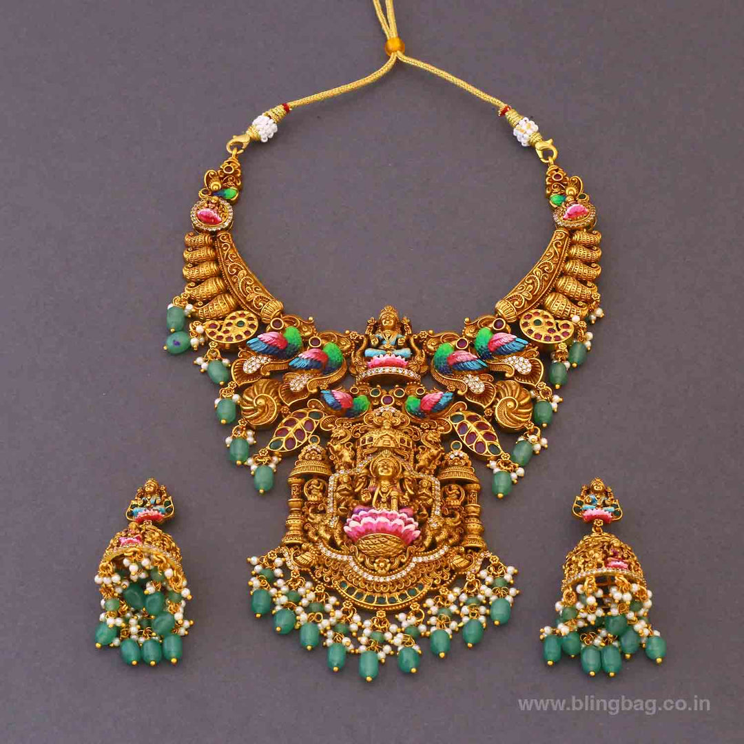Multicolor Mayurshree Temple Jewellery Set- New Arrivals