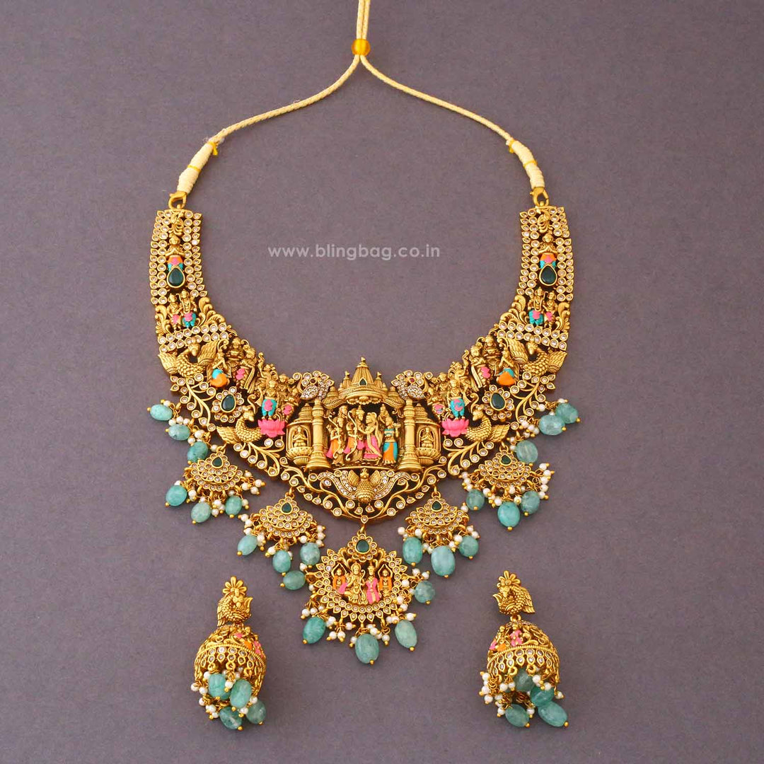 Multicolor Meenakari Temple Jewellery Set- New Arrival