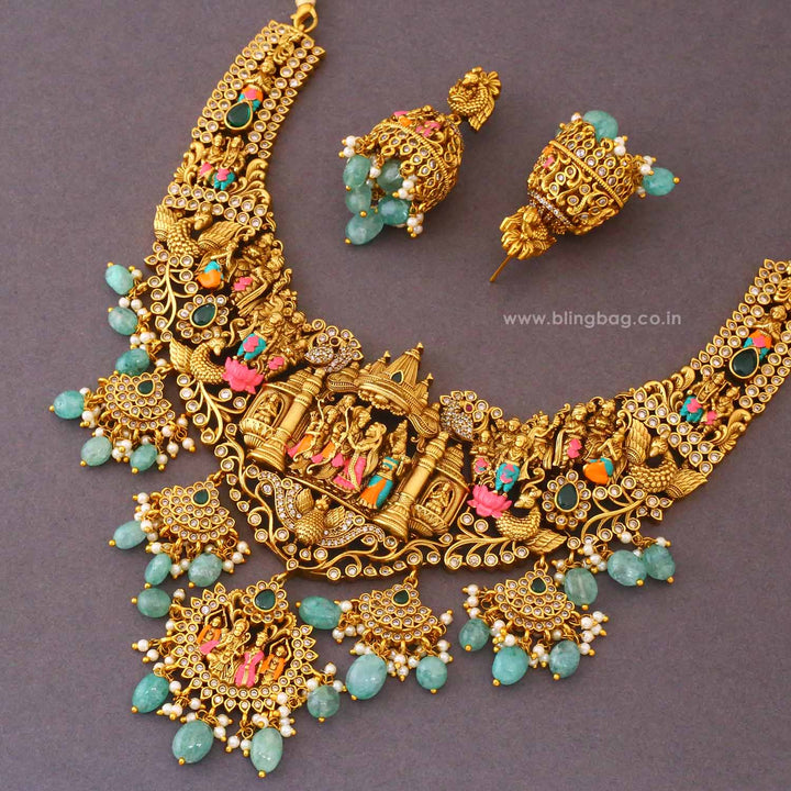 Multicolor Meenakari Temple Jewellery Set- New Arrival