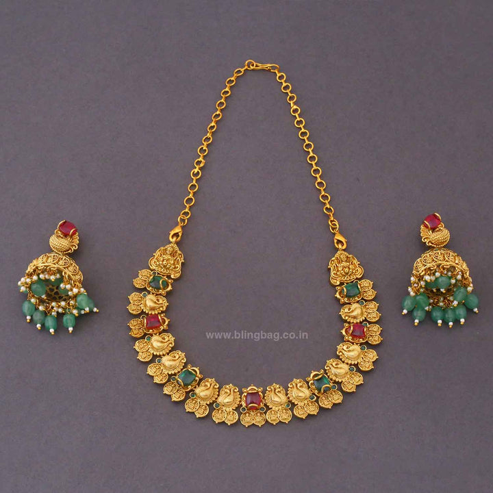 Multicolor Meenakshia Temple Jewellery Set - New Arrival