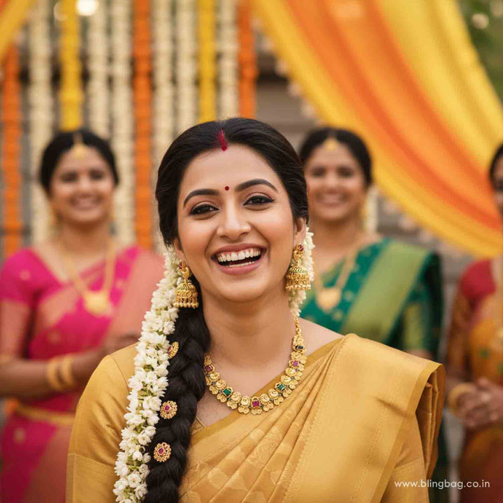 Multicolor Meenakshia Temple Jewellery Set - New Arrival