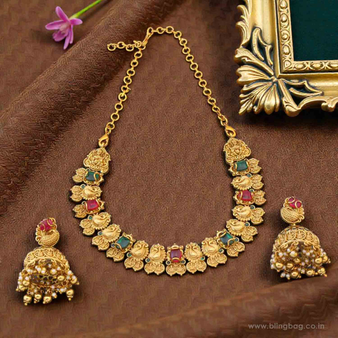 Multicolor Meenakshia Temple Jewellery Set - New Arrival
