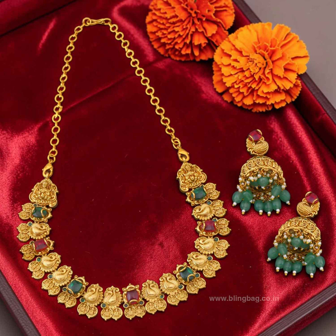 Multicolor Meenakshia Temple Jewellery Set - New Arrival