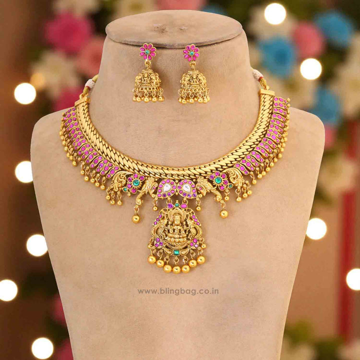 Multicolor Meenakshina Temple Jewellery Set - New Arrival