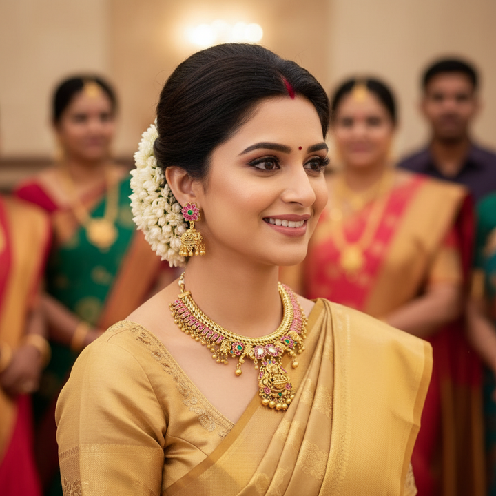 Multicolor Meenakshina Temple Jewellery Set - New Arrival