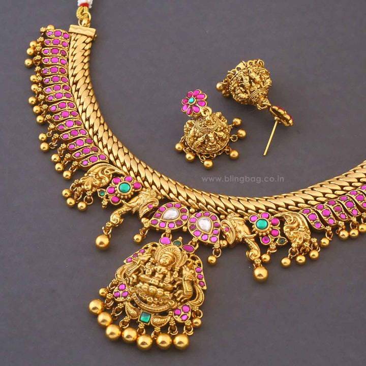 Multicolor Meenakshina Temple Jewellery Set - New Arrival