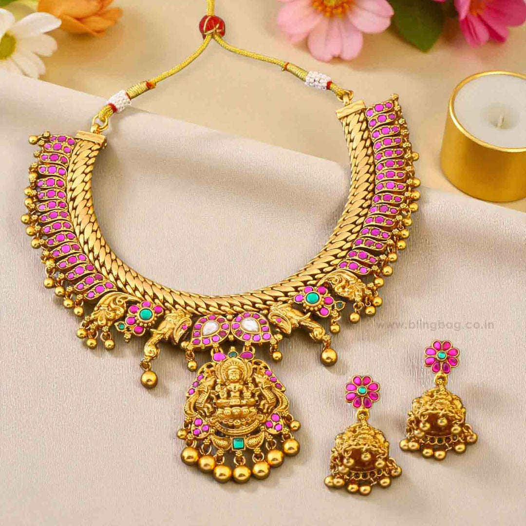 Multicolor Meenakshina Temple Jewellery Set - New Arrival