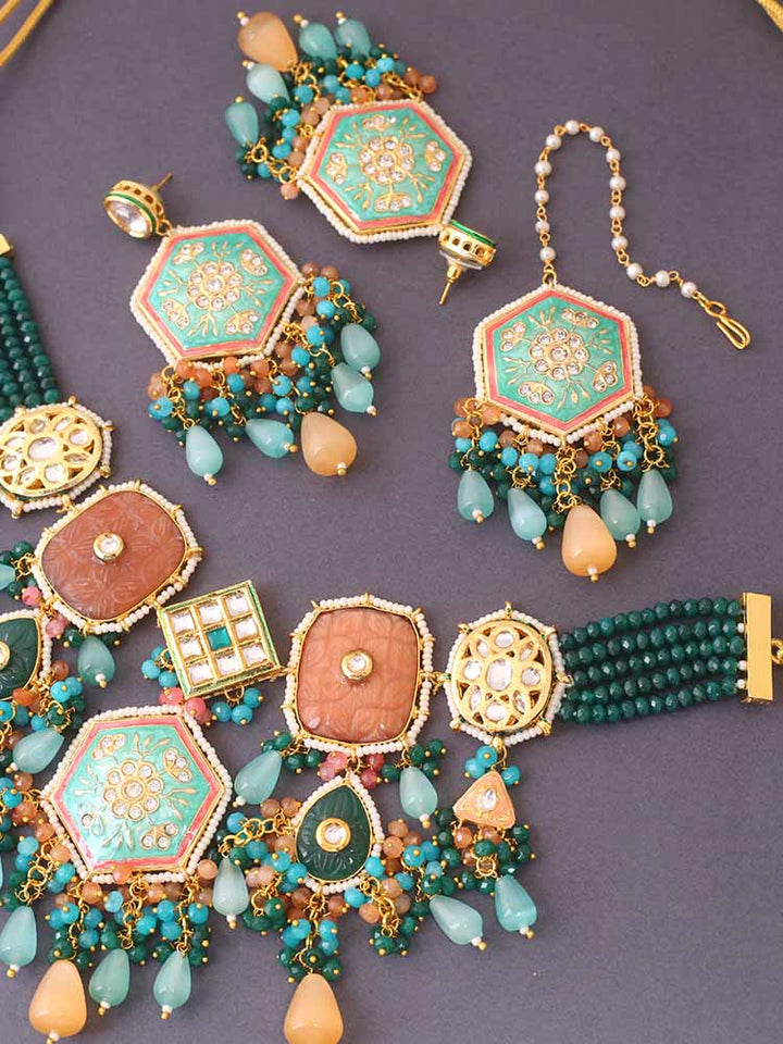 Multicolor Mrunal Kundan Jewellery Set