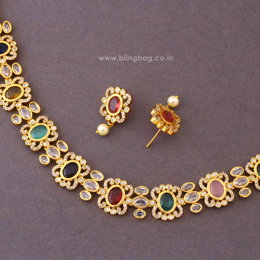Multicolor Mrunali Antique Jewellery Set- New Arrival