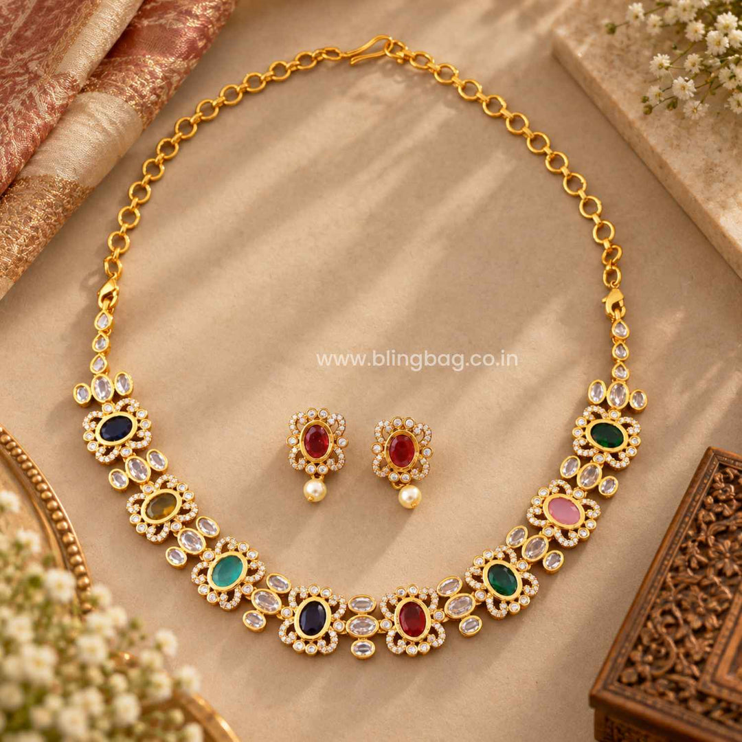 Multicolor Mrunali Antique Jewellery Set- New Arrival